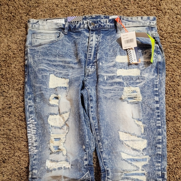 Smoke Rise Distressed Paint Flex Stiched Jeans Men's Size 38x32 - Picture 1 of 6